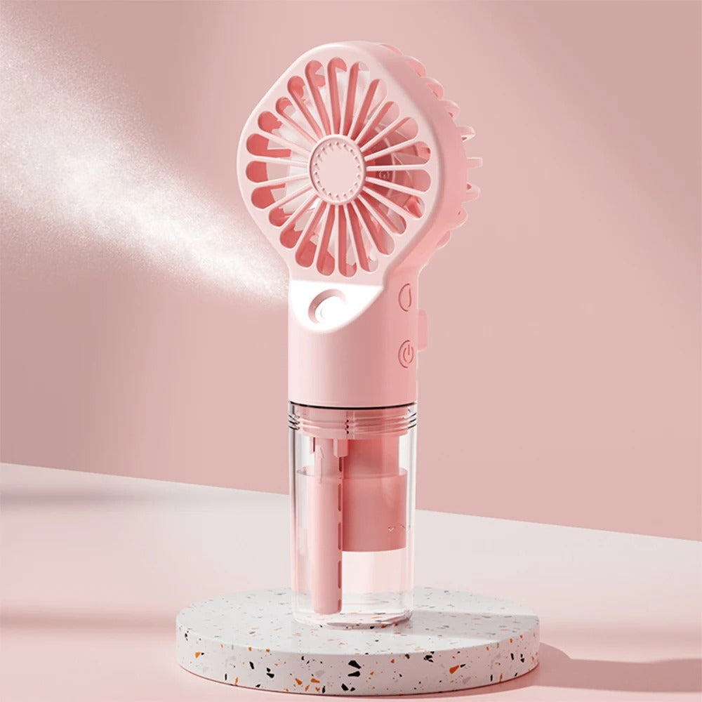 Imported™ Rechargeable Handheld Cooling Fan with Water Mist Spray (4 Speed Modes)