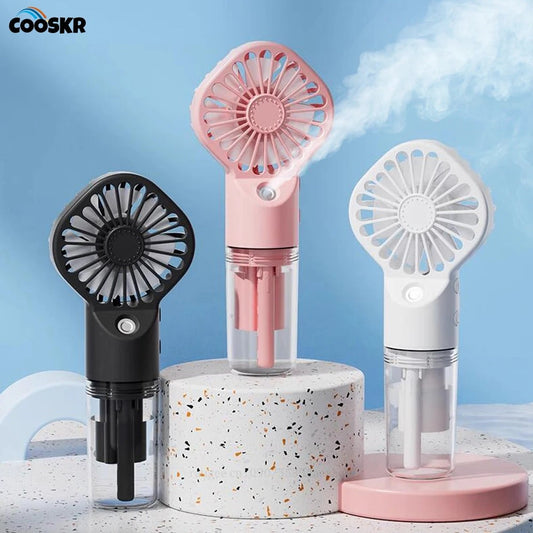 Imported™ Rechargeable Handheld Cooling Fan with Water Mist Spray (4 Speed Modes)