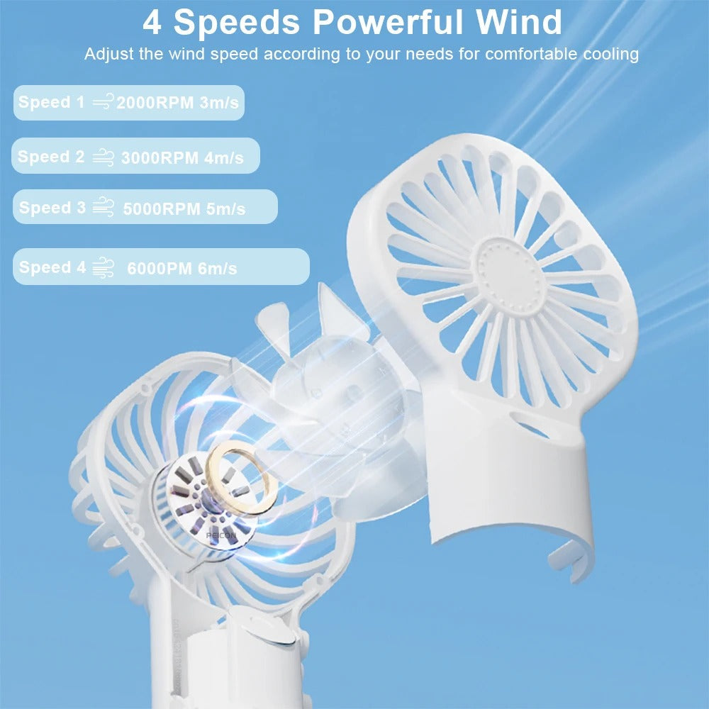 Imported™ Rechargeable Handheld Cooling Fan with Water Mist Spray (4 Speed Modes)