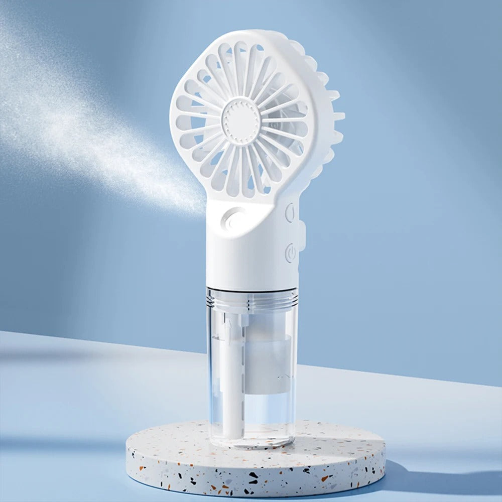 Imported™ Rechargeable Handheld Cooling Fan with Water Mist Spray (4 Speed Modes)